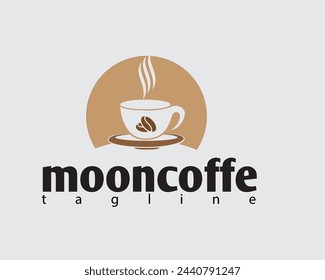 plantilla de diseño de logotipo de taza de café y luz de luna creativa