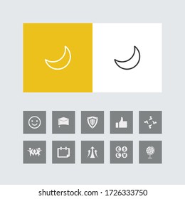 Creative moon Line Icon with Bonus Icons. 
