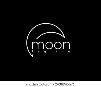 creative moon line simple logo design template