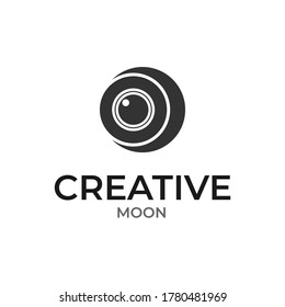 Creative Moon logo design, Moon icon, circle icon, creative geometry design, geometric moon design concept, video camera logo, cinema icon, lens concept