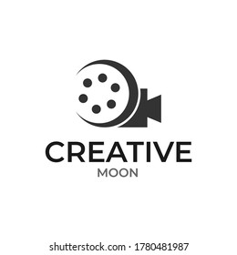 Creative Moon logo design, Moon icon, circle icon, creative geometry design, geometric moon design concept, video camera logo, cinema icon
