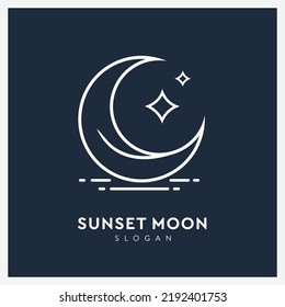 Creative moon logo line art 