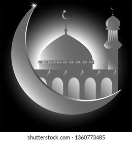 Creative Moon with Mosque, Ramadan Kareem celebration