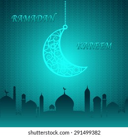 Creative Moon on Blue Theme Ramadan Kareem Background