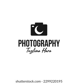 Creative moon photography logo design illustration idea