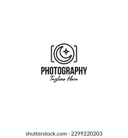 Ilustración del logo de fotografía de luna creativa