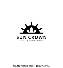 Creative morning Modern Sun with crown logo design template