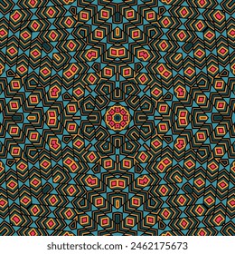 Creative mosaic endless ornament graphic design. Simple carpet print. Colorful geometrical background. Japan folk design. Royal background.