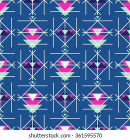 Creative mosaic fashion wallpaper for design Hipster Chevron seamless pattern background . Abstract geometric triangle background pattern in vector.Boho Fashion wallpaper pop print design .