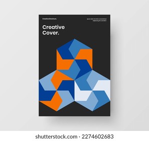 Creative mosaic hexagons book cover template. Isolated banner A4 design vector concept.