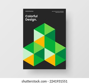 Plantilla de folleto de mosaicos creativos hexagones. Ilustración de diseño vectorial de panfleto aislado.
