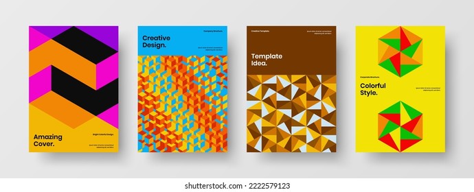 Creative mosaic pattern banner layout collection. Clean magazine cover design vector template bundle.