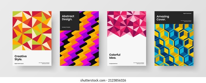 Creative mosaic pattern brochure concept collection. Amazing presentation vector design layout composition.