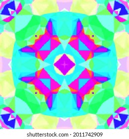 Creative mosaic pattern colored squares. Colored art festival abstract pixel symmetrical background. Mosaic colorful beautiful made of tiles. Modern art color pattern ornament decorative illustration.