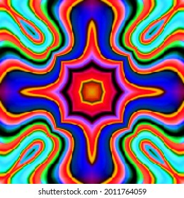 Cuadros de mosaico creativo coloreados. Fondo simétrico de píxeles abstractos del festival de arte de color. Colorido mosaico hermoso hecho de baldosas. Dibujo decorativo con motivos de color de arte moderno.