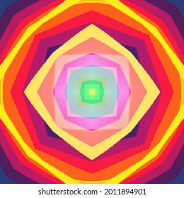 Creative mosaic pattern colored squares. Colored art festival abstract pixel symmetrical background. Mosaic colorful beautiful made of tiles. Modern art color pattern ornament decorative illustration.