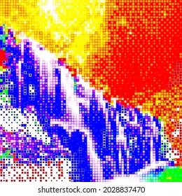 Creative mosaic pattern colored squares. Colored art festival abstract pixel background. RGB pattern. Mosaic colorful beautiful tiles. Modern art color pattern ornament decorative illustration.