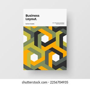 Creative mosaic pattern company brochure illustration. Simple corporate cover design vector concept.