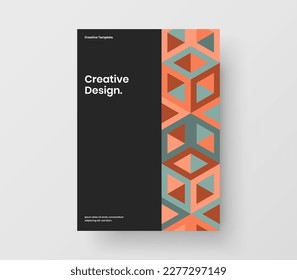 Creative mosaic pattern company brochure concept. Unique banner A4 vector design illustration.