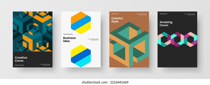 Creative mosaic pattern corporate cover template collection. Premium poster vector design layout set.