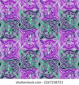 Creative mosaic seamless background pattern. Abstract geometric ornamental wallpaper. Retro design for fabric, textile print, wrapping paper, cover.