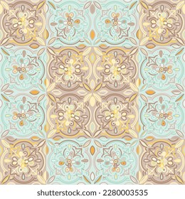 Creative mosaic seamless background pattern. Abstract geometric ornamental wallpaper. Retro design for fabric, textile print, wrapping paper, cover.