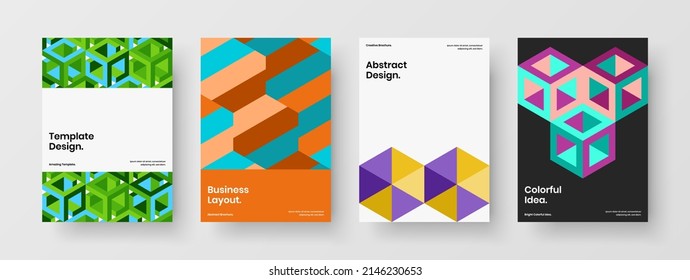 Creative mosaic shapes corporate cover layout composition. Fresh leaflet design vector concept bundle.