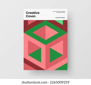 Creative mosaic shapes journal cover template. Premium poster A4 design vector concept.