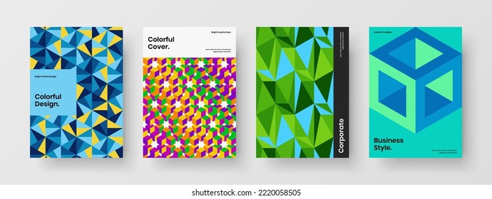 Creative mosaic shapes presentation illustration bundle. Modern book cover vector design template set.