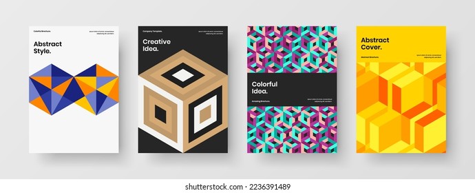 Creative mosaic tiles banner layout set. Clean handbill design vector illustration composition.