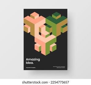 Creative mosaic tiles journal cover concept. Original handbill design vector layout.