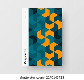 Creative mosaic tiles leaflet template. Premium postcard A4 vector design concept.