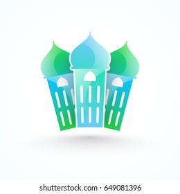Creative Mosque design on white background for Muslim Community Festivals celebration.