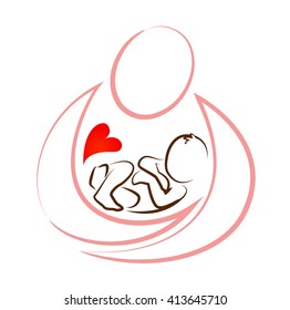 creative mother baby icon design concept vector