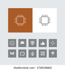 Creative Motherboard Chip Line Icon with Bonus Icons. 