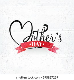 Creative Mother's Day text design with red ribbon.