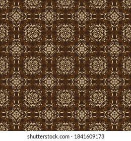 Creative motifs pattern on Traditional batik with blend brown and golden design.