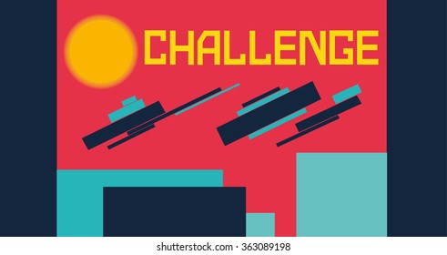 Creative Motivation Quote Challenge. Typography Poster Concept. Creative design. Memphis style. Abstract geometrical Background. Idea for poster, banner, flyer, web design. Vector illustration.