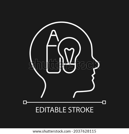 Creative motivation white linear icon for dark theme. Express oneself. Innovative employees. Thin line customizable illustration. Isolated vector contour symbol for night mode. Editable stroke