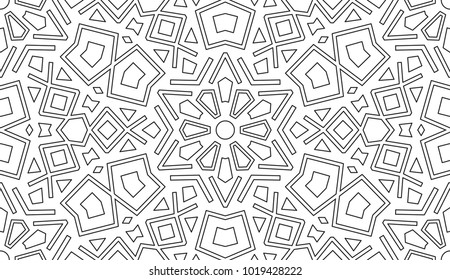 Creative Motive For Coloring Book. Black Lines on White.