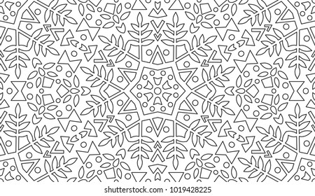 Creative Motive For Coloring Book. Black Lines on White.