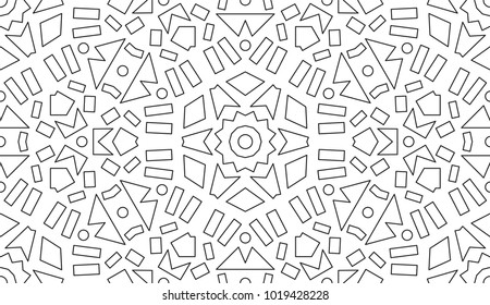 Creative Motive For Coloring Book. Black Lines on White.