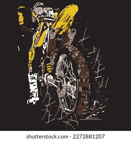 Creative moto racer design art by illustration. Design made for garments printing, fabrics printing and other.