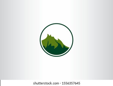 Creative Mount in circle logo design template with green color concept