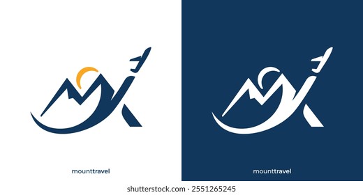 Creative Mount Travel Logo. Mountain and Airplane Icon Graphic. Travel Business Logo Design Template.