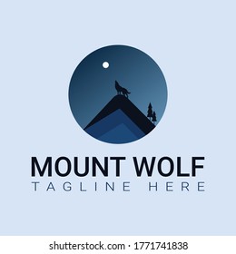 Creative mount wolf vector logo design template