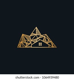Creative mountain and house line monogram luxury vector designs
