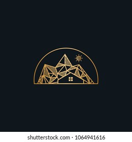 Creative mountain and house line monogram luxury vector designs