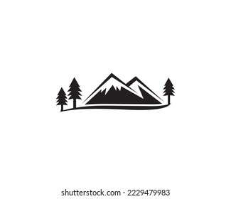 Plantilla de diseño de vectores de logotipos de silueta de paisajes de montaña creativos.