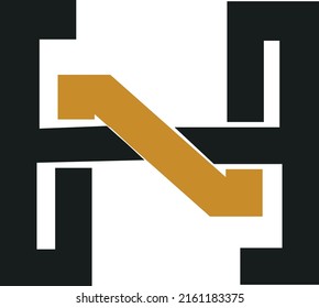 Creative mountain logo abstract with initial letter N and H logo design. Premium Vector